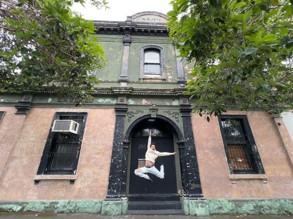 Michael leaps into his new Dance scholarship – in front of his Melbourne dance school.