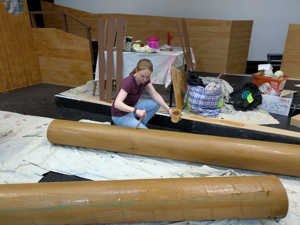 Liesl at work last year on the HMS Pinafore set.